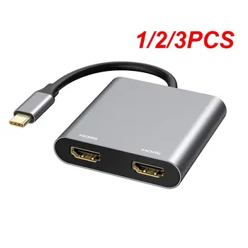1 / 2 / 3 шт. Концентратор типа C к двойному 4K HDMI-совместимый порт зарядки USB-C Адаптер док-станции Поддержка двухэкранного дисплея для