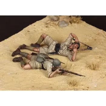 1/35 Масштаб военной смолы Сборный модельный набор Моделирование сцены Армия Северная Африка 2 человека в разобранном и неокрашенном виде DIY игрушки