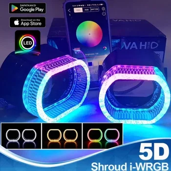 1,5 / 2,5 / 3,0 дюйма WRGB Вращающиеся динамические светодиодные многоцветные кожухи для глаз ангела для фар Проектор Switchback Ходовые огни