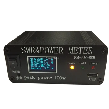 1,8 МГц-50 МГц 0,5-120 Вт SWR КВ КВ коротковолновый измеритель стоячей волны КСВ и измеритель мощности + батарея + OLED FM AM CW SSB