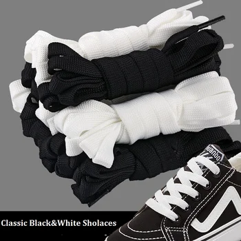 1 пара Классические черные/белые шнурки Мягкий полиэстер Шнурки для обуви Кроссовки Замена шнурков для спорта Шнурки 100см