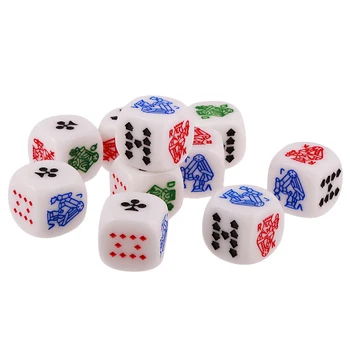10 фишек шестигранных d6 (туз, король, дама, валет,10,9) Покер Игровая карточная игра Кости