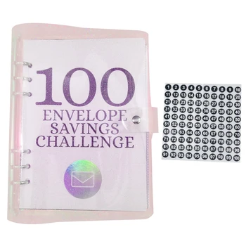 100-дневный челлендж Папка для экономии денег 100 конвертов Money Saving Challenge: веселый и простой планировщик бюджета Розовый
