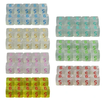 10Pcs/Set Многогранные D6 Кубики Игры DND для блестящих и непрозрачных цифровых кубиков для веселой настольной игры для вечеринок
