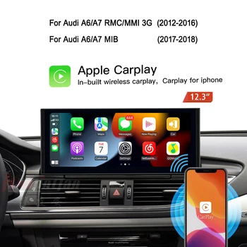 12,3-дюймовое автомагнитола стерео для Audi A6 C7 S6 RS6 A7 S7 RS7 2011-2018 обновления Apple CarPlay Android Auto Navigation 4G WiFi BT
