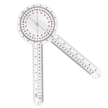 12 дюймов Гониометр Прозрачная ортопедическая угловая линейка Гониометр Гониометр 360 градусов Спинальный гониометр для измерения тела