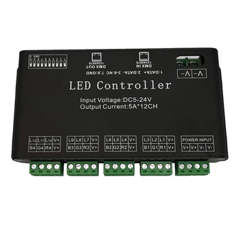 12 канальный DMX декодер 60 А DMX512 Светодиодный контроллер ШИМ диммер Драйвер диммера для светодиодной ленты RGB и модуля освещения DC12V-24V DC12V-24V