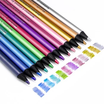 12 Цветные металлические цветные карандаши Рисование Эскизный набор Раскраска Цветные карандаши Профессия Искусство Канцелярские принадлежности для художника