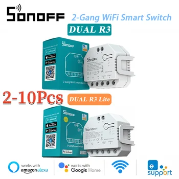 2-10 шт. SONOFF DualR3 / R3 Lite WiFi Switch Двойной релейный модуль DIY Переключатель Дистанционное двустороннее управление Работа через Alexa EWelink Google Home