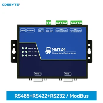 2-канальный последовательный сервер RS232/422/485 RJ45 Шлюз Modbus CDEBYTE NB124ES POE Принимающая мощность TCP/UDP/MQTT DC 8-28V