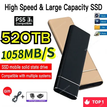 2 ТБ Внешний твердотельный жесткий диск Портативный 4 ТБ 64 ТБ SSD жесткий диск Устройство хранения для компьютера / ноутбука Type-C