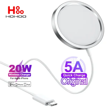 20 Вт Оригинальное магнитное беспроводное зарядное устройство HOHOO для Apple iPhone 15 14 13 12 11 X Pro Max Mini plus USB-C Быстрый телефонный кабель Magsafe