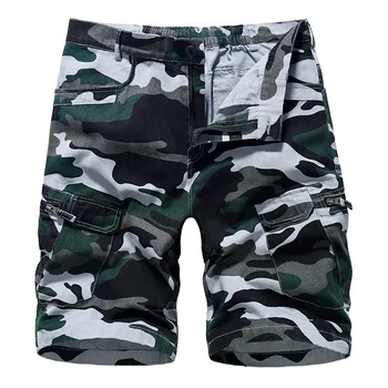 2023 Мужские шорты-карго Пляжные камуфляжные летние мужские хлопковые свободные брюки с несколькими карманами Homme Casual Sweat