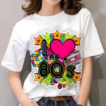 2023 Новая модная повседневная футболка 90-х годов Harajuku Одежда для девочек Лето с 3D-принтом Черный белый мужской и женский футболки с круглым вырезом XXS