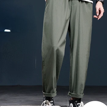 2023 Новые корейские эластичные брюки из шелкового льда Тонкие повседневные мужские свободные 9-точечные большие размеры Модные спортивные мужские брюки Лето A61
