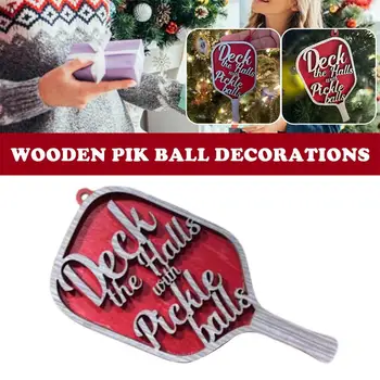 2024 Деревянный Pick Ball Украшение Рождественский кулон Изготовленный на заказ Рождественская елка Безделушки Рождественская елка Декор рождественской елки