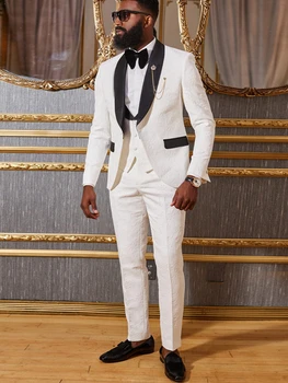 2024 Костюм Африканская свадьба для мужчин Slim Fit Custom Groom Tuxedo 3 шт. Формальный деловой мужской пиджак с жилетом Брюки 2023