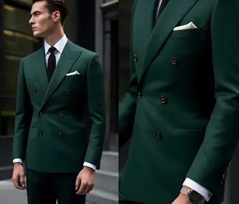 2024 Мужские повседневные зеленые свадебные костюмы жениха для мужчин Элегантный костюм Homme Mariage Terno Masculino Slim Fit Best Man Blazers Sets