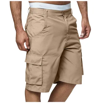 2024 Мужские свободные повседневные брюки-карго с несколькими карманами Высококачественные однотонные шорты до колена на открытом воздухе Бермудские острова Masculina