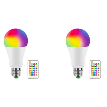 2X E27 Интеллектуальная контрольная лампа Светодиодная RGB-подсветка с регулируемой яркостью 7 Вт RGBW Светодиодная лампа Красочная сменная лампа Светодиодная лампа RGBW Белый