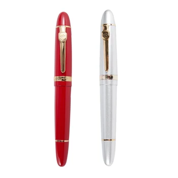 2x JINHAO 159 18KGP 0,7 мм Средняя широкая перьевая ручка Без офисной перьевой ручки с коробкой, красный и серебристый