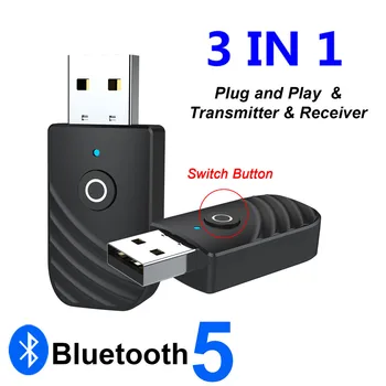 3 В 1 Беспроводной Bluetooth-адаптер Передатчик Приемник 3,5 мм AUX USB Адаптер Аудио Для Автомобиля Громкая Связь Звонок Музыкальный Динамик
