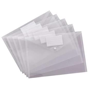 30 Упаковка Прозрачный пластиковый конверт с застежкой Папка Папки для документов Конверты A4 с карманом для этикетки для школы