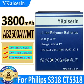 3800 мАч Аккумулятор YKaiserin Для Philips Для Philips S318 CTS318 Сотовый телефон AB2500AWMT Умный мобильный аккумулятор Batterij Bateria
