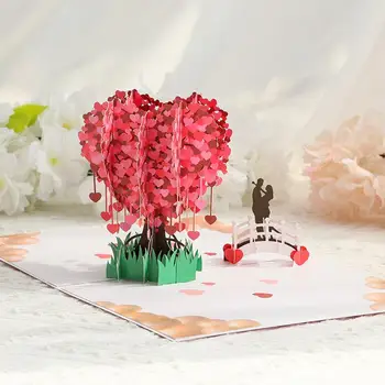 3D Pop Up Любовь Сердце Дерево Открытка С Конвертом День Святого Валентина День Рождения Годовщина Поздравительная Открытка Для Пар Жена Подарки Ручной Работы