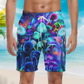 3D Sewant Грибы Летние шорты Брюки Спортивные пляжные брюки Печать на морском дне Быстросохнущие мужские брюки для серфинга Брюки для фитнеса 2023