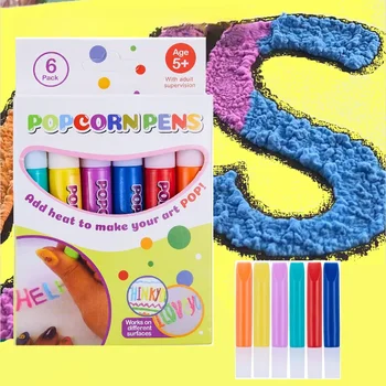 3D-печатная пузырьковая ручка для попкорна 6-цветная детская DIY Handbook Поздравительная открытка Написание и рисование Эффект расширения Хлопковая ручка