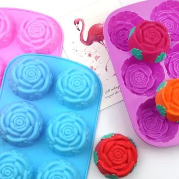 3D Цветок розы Силиконовая мыльная форма DIY Шоколадный торт Декор Пудинг Десерты Кондитерские изделия Инструмент для выпечки 6 полостей Помадная форма