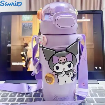 460 мл Sanrio Melody Onpompurin Kuromi Cinnamoroll Вакуумная чашка Высококачественная нержавеющая сталь Термос Чашка Ремешок Бутылка для воды Новый