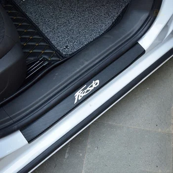 4D Углеродное волокно Автомобильная наклейка на порог Анти Царапина Без скольжения Защита дверного порога Lnterior Потертость для Ford Fiesta Автомобильные аксессуары