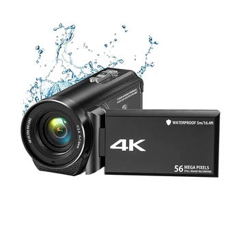 4K Ultra HD 56MP 30FPS Камера для видеоблога Черная пластиковая водонепроницаемая видеокамера с 18-кратным цифровым зумом для Youtube