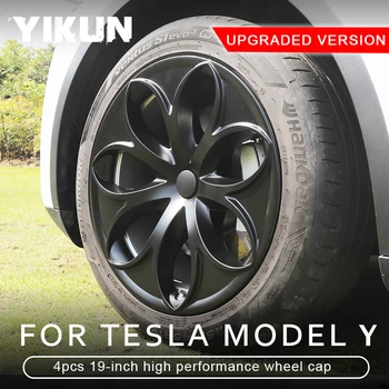 4PCS Замена крышки ступицы для Tesla Model Y 19-дюймовый колпак колеса Автомобильные аксессуары с полным покрытием обода 2018-2023 Колпак