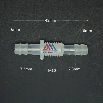 6 мм-M10-6 мм Прямой редукционный соединитель Пластиковый фитинг Колючий редукционный соединитель Метрический материал PP