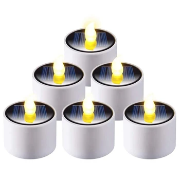 6 шт. Солнечные чайные свечи, перезаряжаемые светодиодные беспламенные чайные свечи для окна На открытом воздухе Кемпинг Аварийный домашний декор CNIM Hot