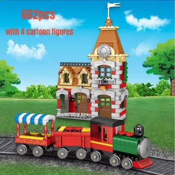 662 шт. Строительные блоки поездов и станций Модель MOC 71044 Игрушки для детей Рождественский подарок