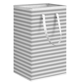 75L Корзина для белья Складная корзина для хранения одежды Stripe Toys Сумка для хранения с удлиненной ручкой -Серый