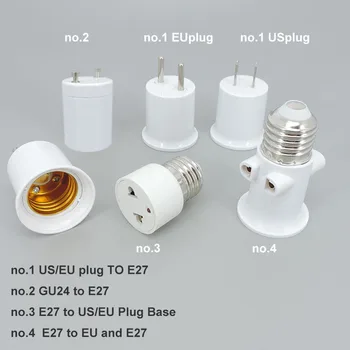 AC E26 E27 to GU24 E27 US EU Power Plug Screw Lamp Holder Light Base Socket Адаптер переменного тока Преобразователь Электрический разъем
