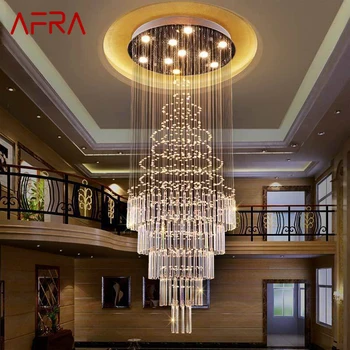 AFRA Современная хрустальная подвесная лампа Светодиодная креативная роскошная люстра для дома Гостиная Вилла Лестница Подвесной светильник