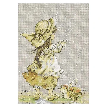 Amishop Высочайшее качество Прекрасный Милый Счетный Крест Набор Лето Дождь Дождь Маленькая Девочка Лука-с Лука B1077