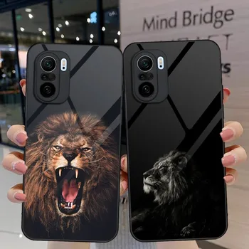 Animal Lion Чехол для телефона Xiaomi 13 10 10T 11T 11i Redmi Note 11 8 9 11S Pro Poco M4 F3 X3 Стеклянная задняя крышка