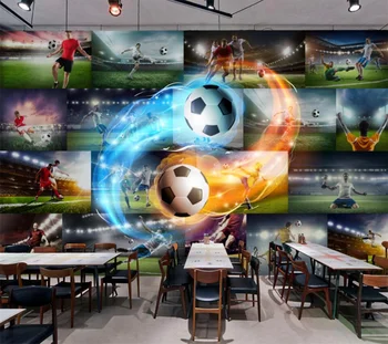 beibehang 3D трехмерное футбольное пламя фото стена бар KTV фрески на заказ большие фрески зеленые обои papel de parede