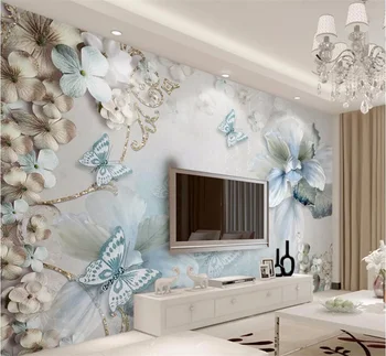 beibehang 3D фотообои для гостиной Лилия Жемчуг Ожерелье Бриллиантовый цветок ТВ Фоновые обои домашний декор