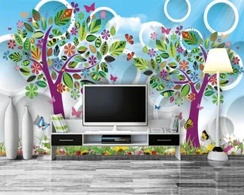 Beibehang Пользовательские обои фэнтезийный лес 3D ТВ фон стена мультфильм детская комната украшение детского сада 3d обои