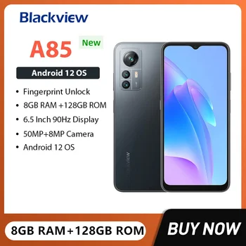 Blackview A85 Дешевые 4G Смартфоны 8 ГБ + 128 ГБ 50 МП Камера 6,5-дюймовый дисплей Android 12 Мобильный телефон 4480 мАч Быстрая зарядка мобильного телефона