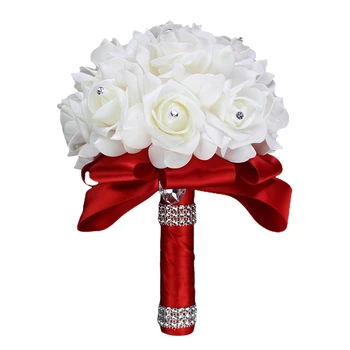 BLGKJDYY Ramo romántico de boda flores artificiales de boda ramos de boda románticos de mano para decoración de novia y