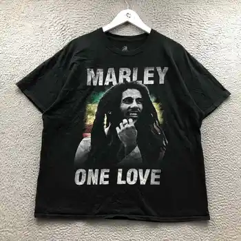 Bob Marley One Love Футболка Мужская XL с коротким рукавом Графический круглый вырез Черный